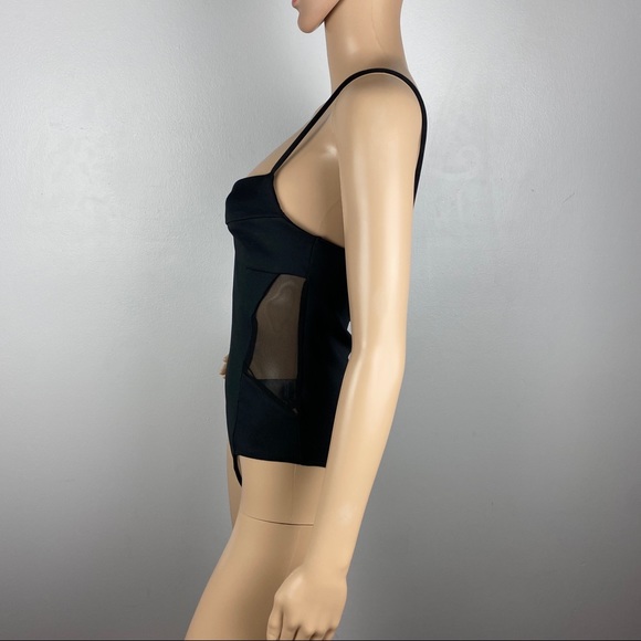 NEW TOPSHOP BLACK PONTE MESH BODYSUIT - Picture 5 of 10